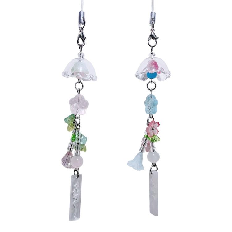 Handmade Resin Jellyfish Beaded Keychain Wind Chime Inspired Phone Strap Lightweight Stylish For Travel Photography
