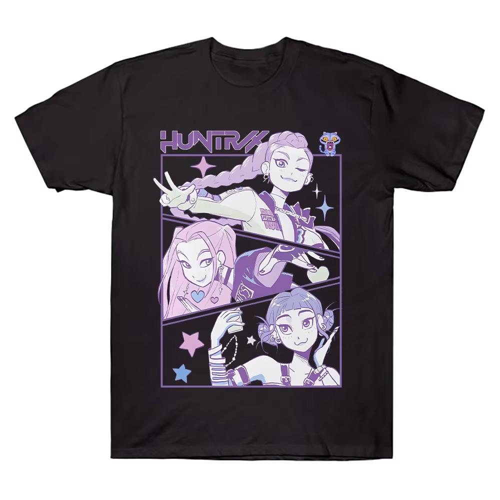 KPop Demon Hunters Print Graphic Cotton Women Tshirt Summer Y2K Men Clothes Hot Anime Aesthetic Short Sleeve Comfortable T-shirt