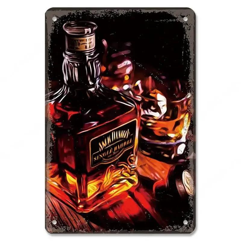 Vintage Whiskey Cigar Poster Metal Tin Sign Plaque Retro Decorative Plates For Garage Club Man Cave Bar Hotel Cafe Wall Decor