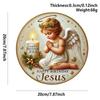 American Country Round Wooden Nativity Resurrection Sign Decor for Family Baptism