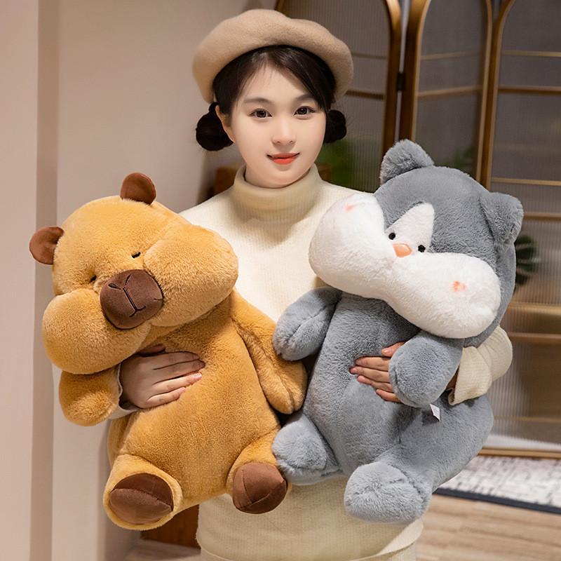 Plush Husky Capybara Toys Cartoon Stuffed Doll Animal Decoration Gifts Kids
