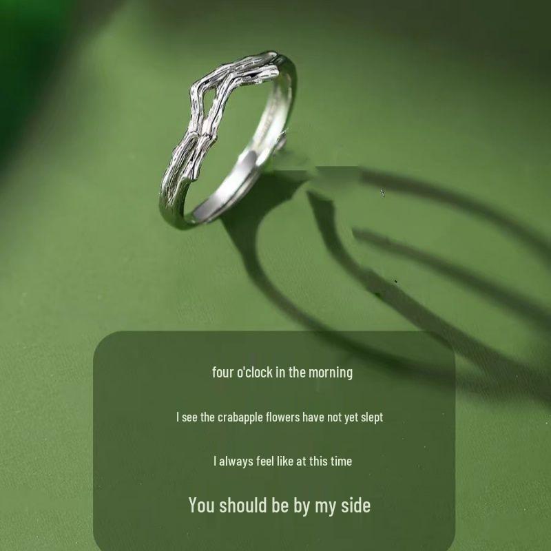 

Crabapple Flower Couple Rings - Chinese Light Luxury Retro Design, Perfect Christmas Gift for Girlfriend