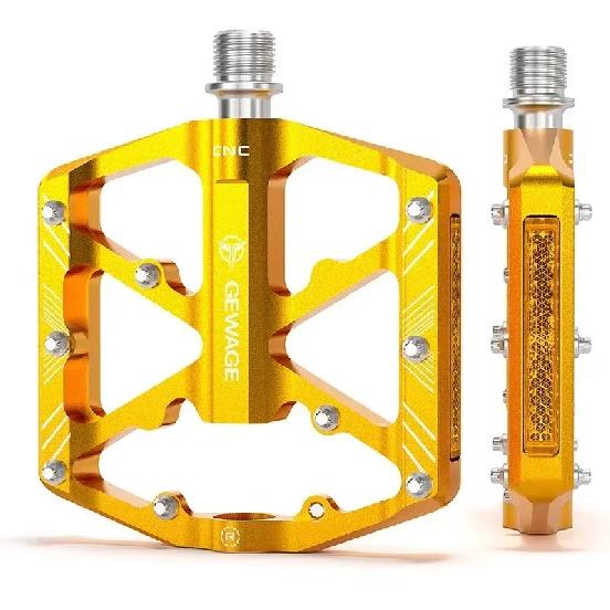 

GEWAGE Bike Flat Pedals 3 Bearing Aluminum Alloy 9/16 Bicycle Pedal Chromium molybdenum steel shaft Non-slip Pedals Bike Parts золотий