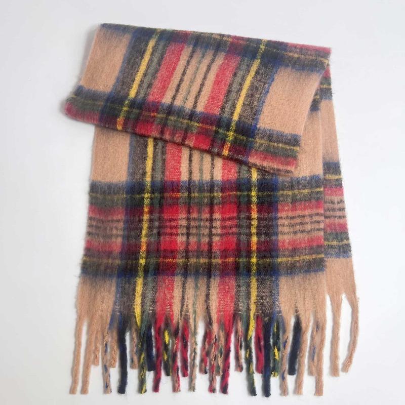 

Designer England classic plaid fringed scarf women s winter with soft and thickened scarf direct sale