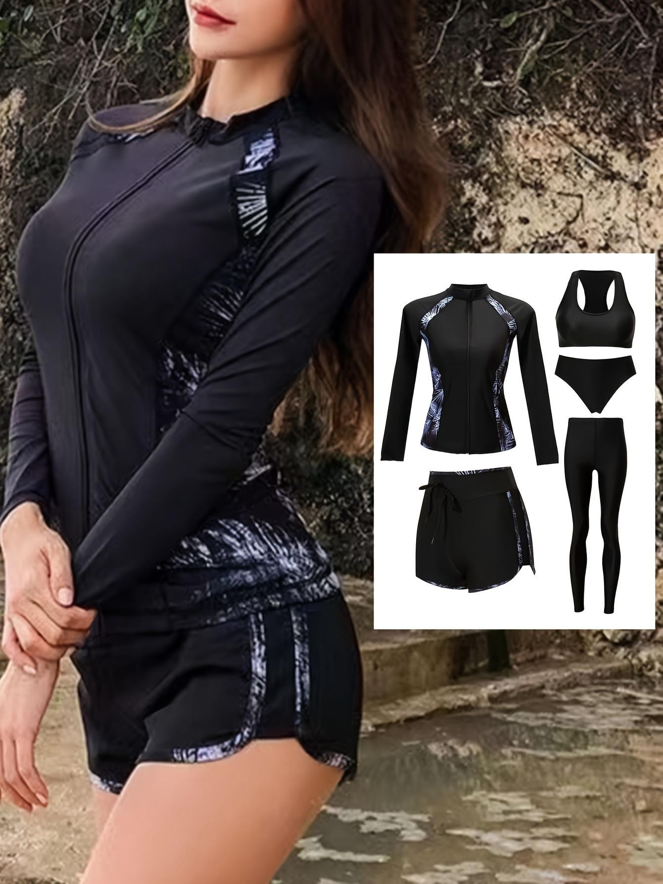 

Парный солнцезащитный купальник, быстросохнущий купальный костюм, костюм для серфинга, подводного плавания и дайвинга, женский комплект из 5 предметов, топ с длинными рукавами, длинные брюки, комплект купальников M синий