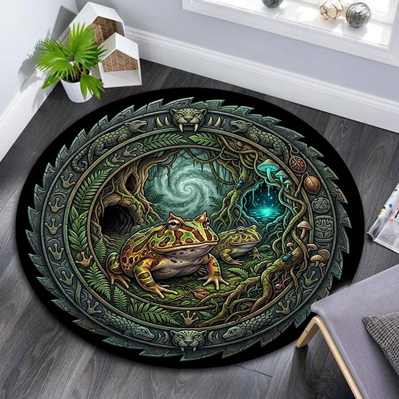 Jungle Frog Forest Round Area Rug Under Office Chairs Bedroom Living Room Home Decor