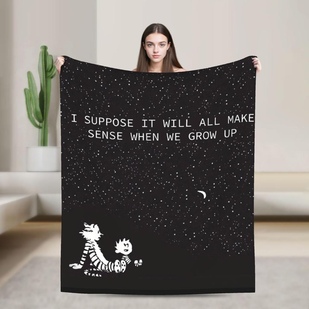 Airplane Travel Calvined and Hobbes Throw Blanket Flannel Bedspread For Couch Chair Sofa Bed Novelty Sofa Bed Cover