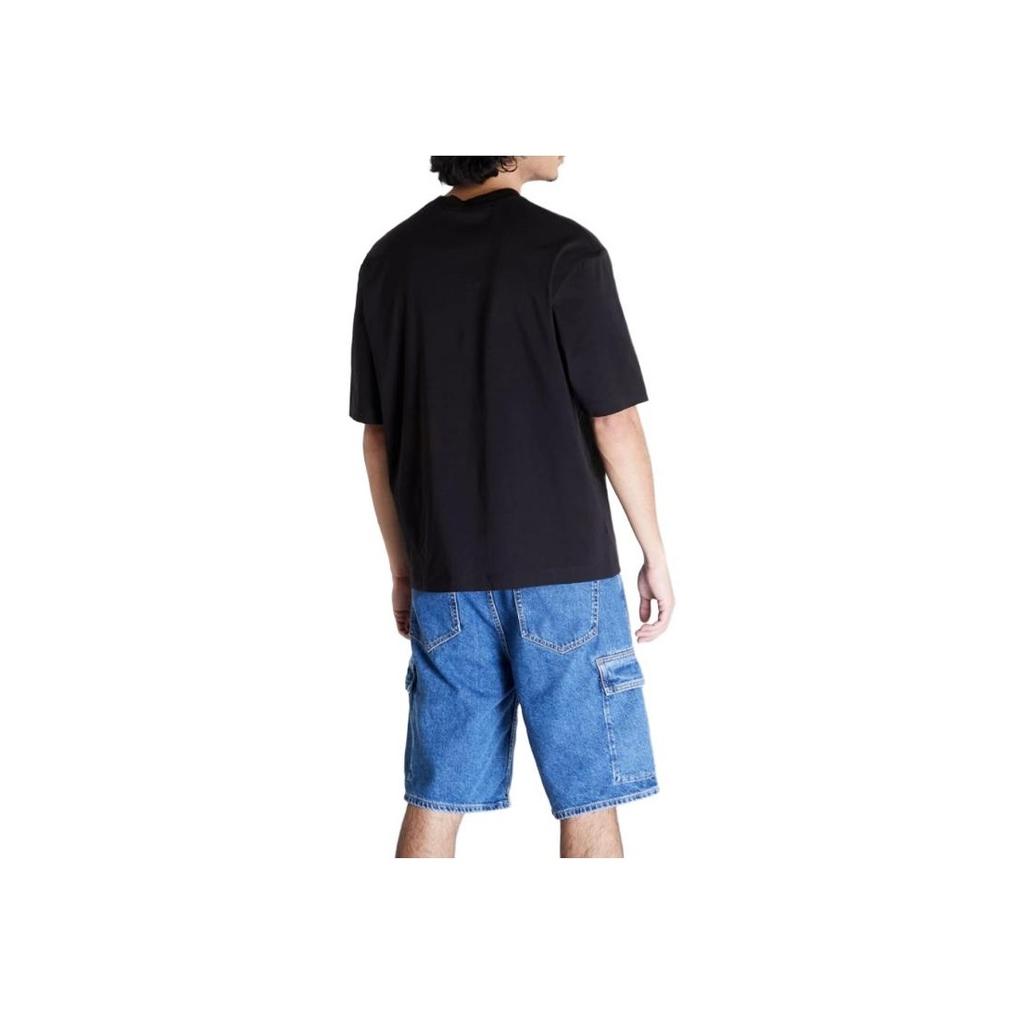Calvin Klein Letter Print Fitted Crew Neck Short Sleeve T-Shirt Men Tops Black J30J325491-BEH