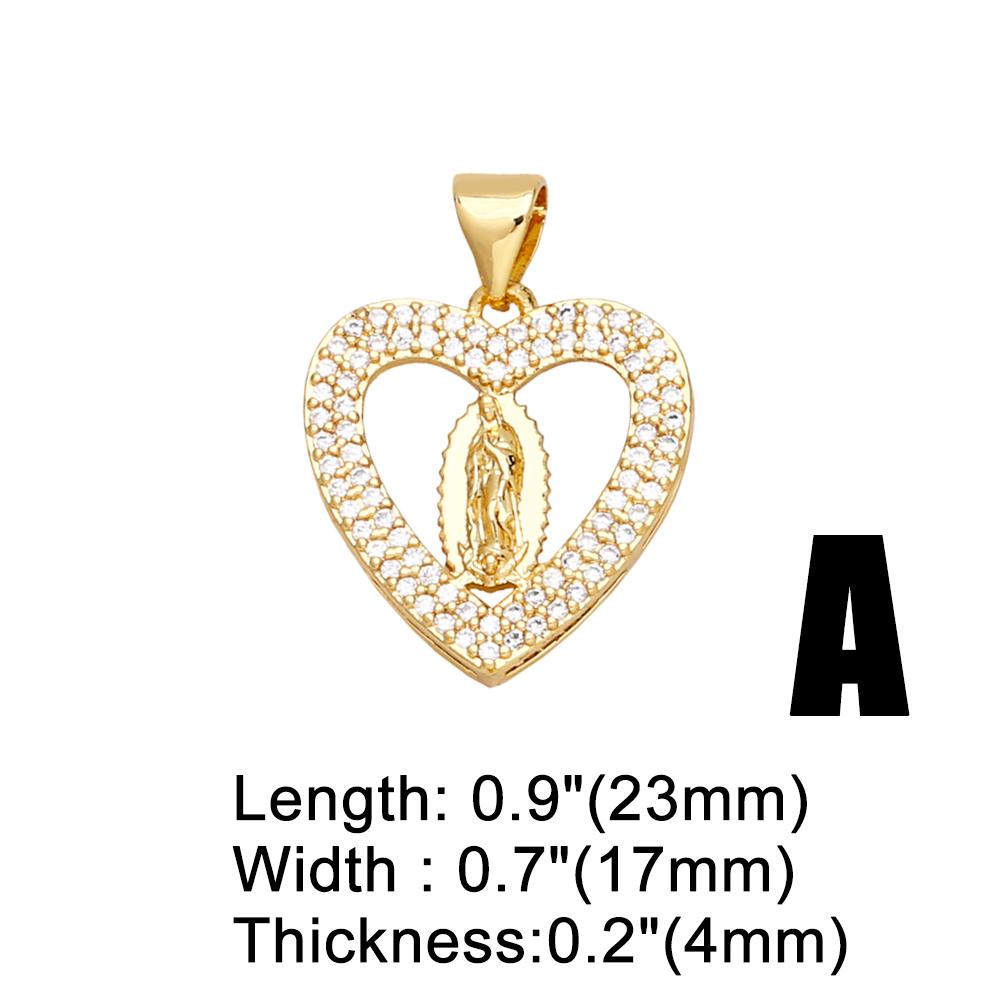 OCESRIO White Crystal Virgin Mary Pendant for Necklace Copper Gold Plated Heart Water Drop Amulet Jewelry Making Supply Pdtb067