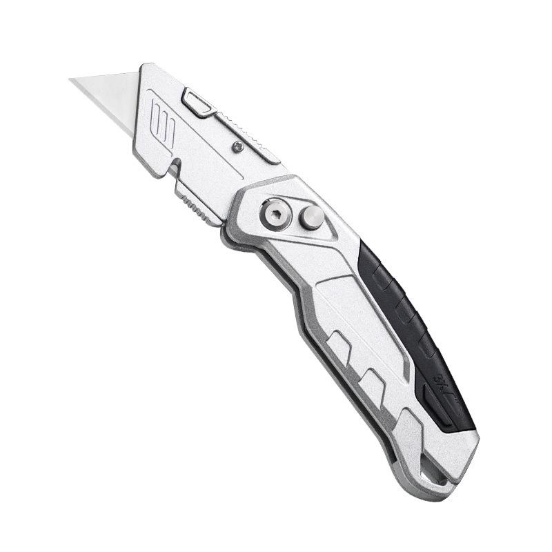 Three-Speed Folding Utility Knife: Heavy-Duty Paper & Cable Stripper with Aluminum Alloy for Industrial and Electrician Use