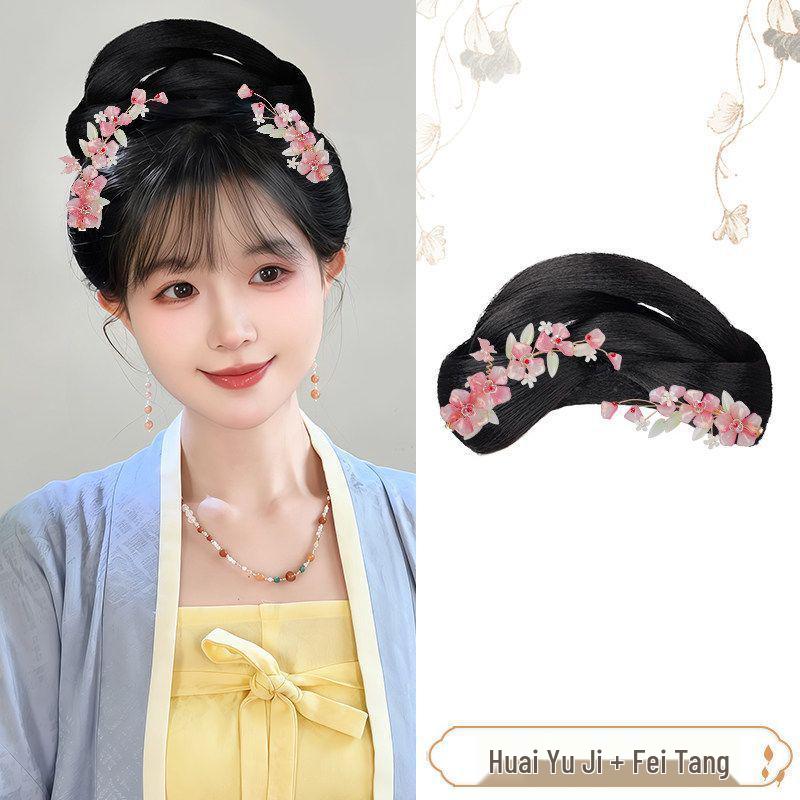 Ming Dynasty Hanfu Clip-in Hair Bun: Silk Wig for Ancient Costume Hairstyles