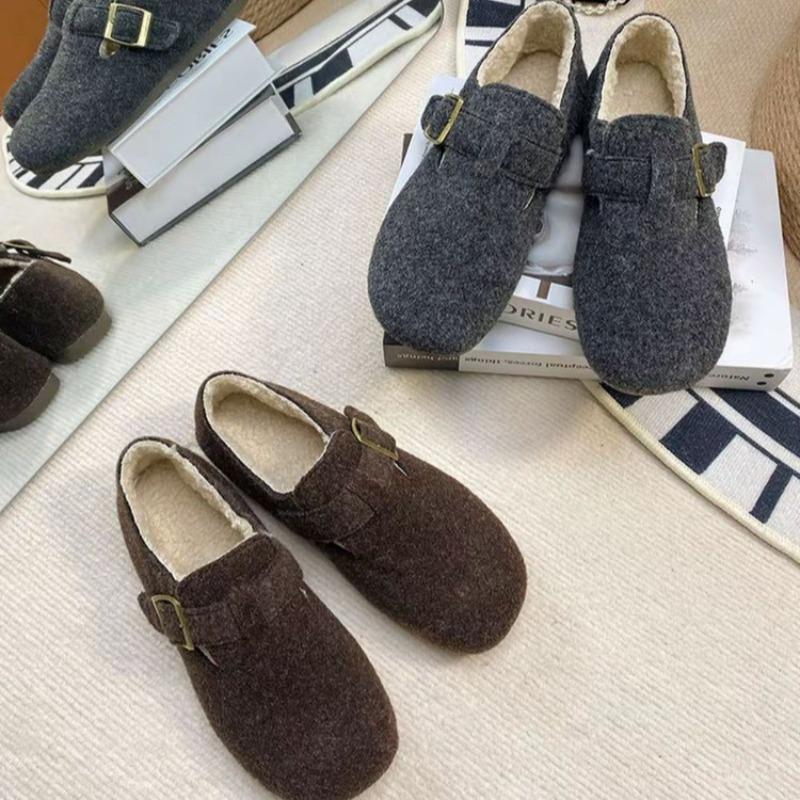 Fleece Outer Wear Fluffy Shoes Women's New Casual Flat Cotton Shoes Bag Head Slippers Winter Fashion Warm