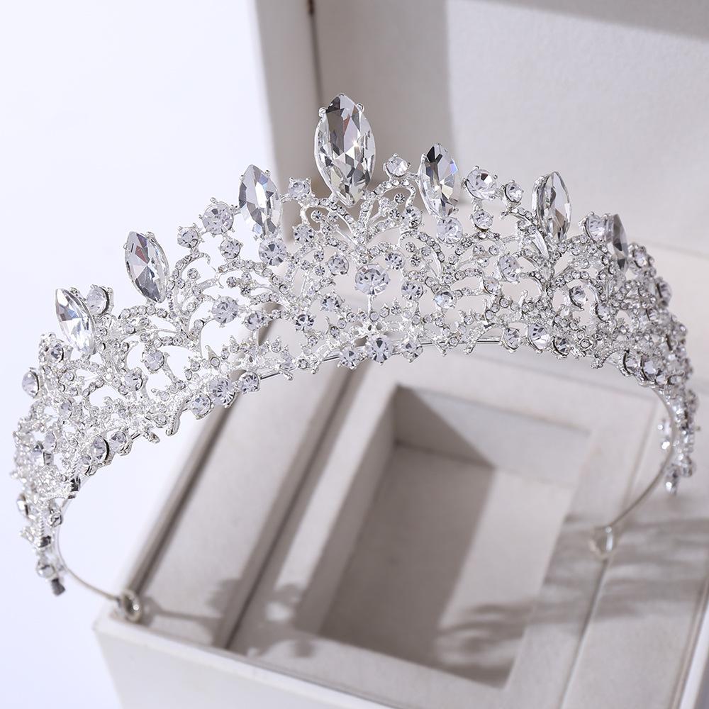 Barock Retro Rotgold Pfirsichfarben Kristall Braut Tiara Krone Strass Festzug Diadem Schleier Tiara Stirnband Hochzeit Haarschmuck