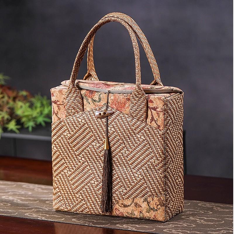 Vintage Tea Storage Box - Gift Packaging for Pu'er/White Tea Cake, Moisture-proof Cloth Bag, Chinese Style Travel Tea Tin