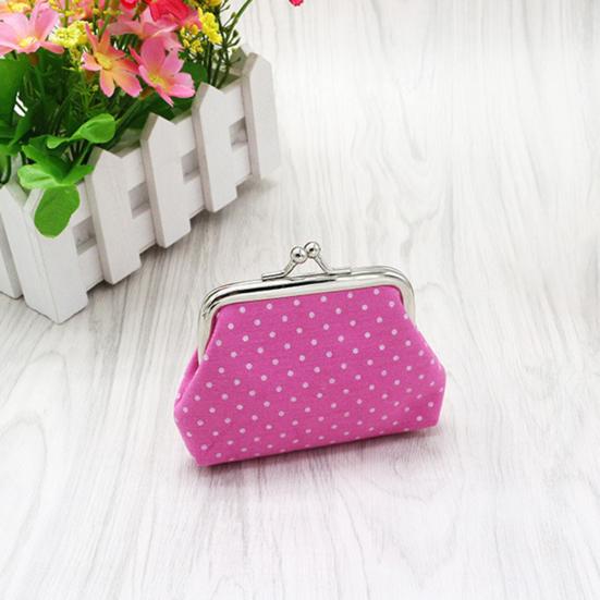 Women Coin Purse, Polka Dot Printing Mini Lightweight Pouch, Pocket Size Kiss Lock Coin Pouch, for Coins Earrings Hair Ties Small Items