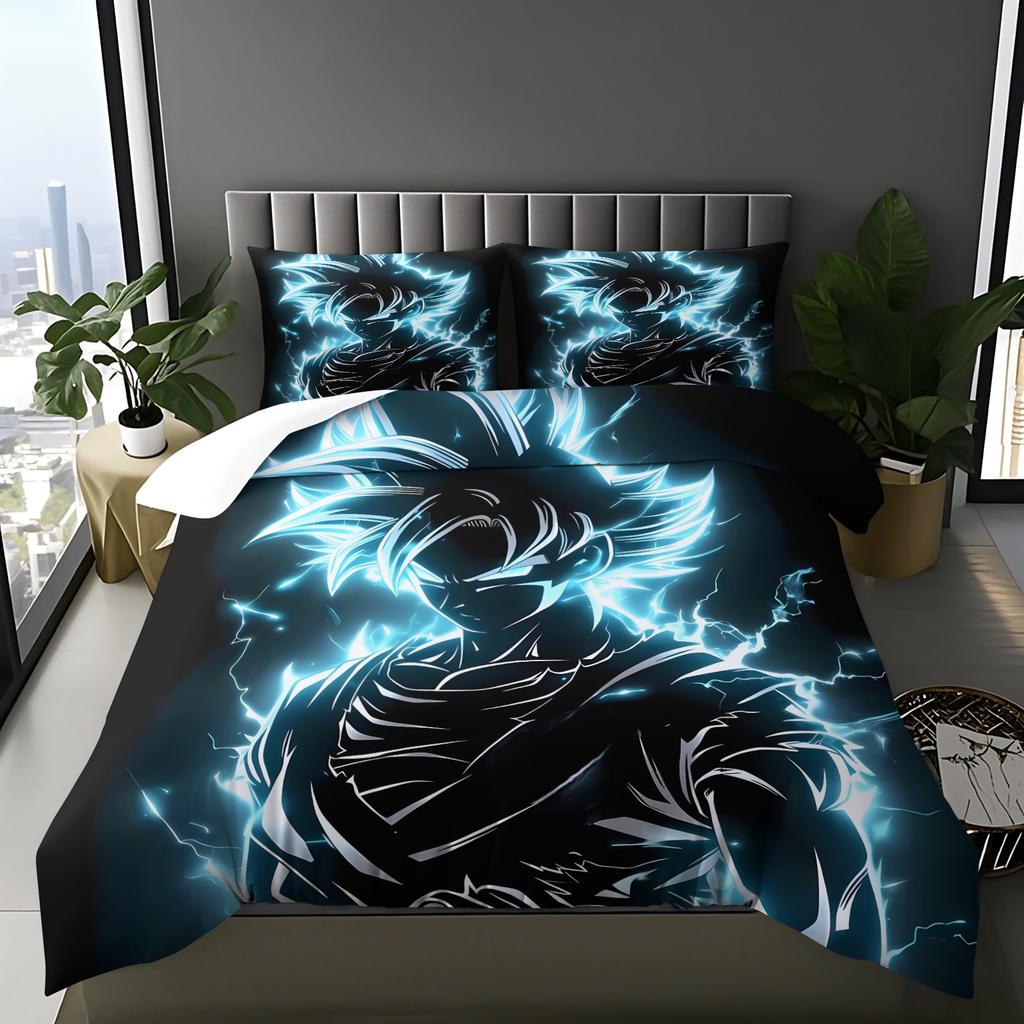 Hot Anime D-Dragons-Balls Series Bedding, Soft and Breathable Duvet Cover and Pillowcase, Suitable for Teen Bedroom Decoration