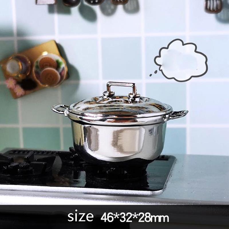 

Миниатюрная кухонная посуда из нержавеющей стали для кукольного домика 1/12, имитация кастрюли из нержавеющей стали 46*32*28mm