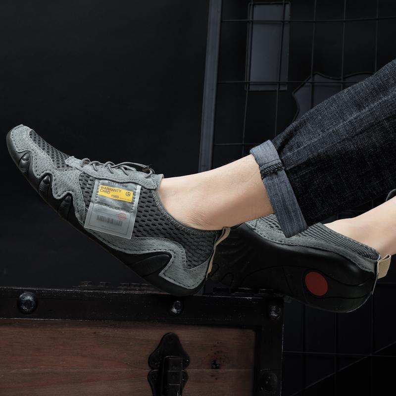 Мужская повседневная обувь из свиной кожи с резиновой мягкой подошвой и большой дышащей — фото 9