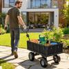 114L Steel Frame Garden Cart Trolley - Black