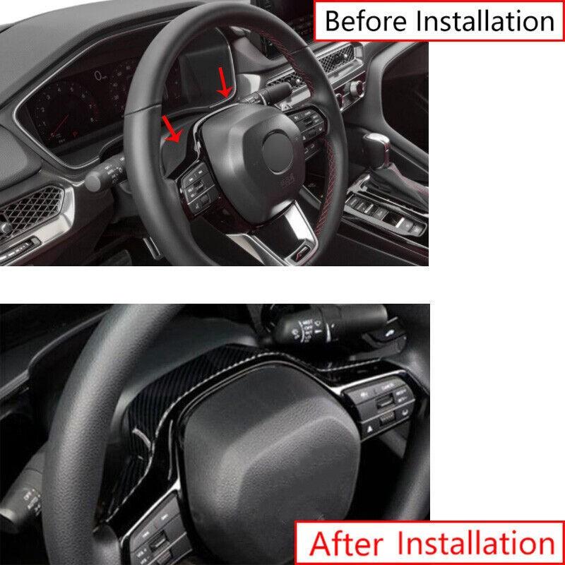 Carbon Fiber Steering Wheel Rear Strip Cover Trim For Acura Integra 2023-2024