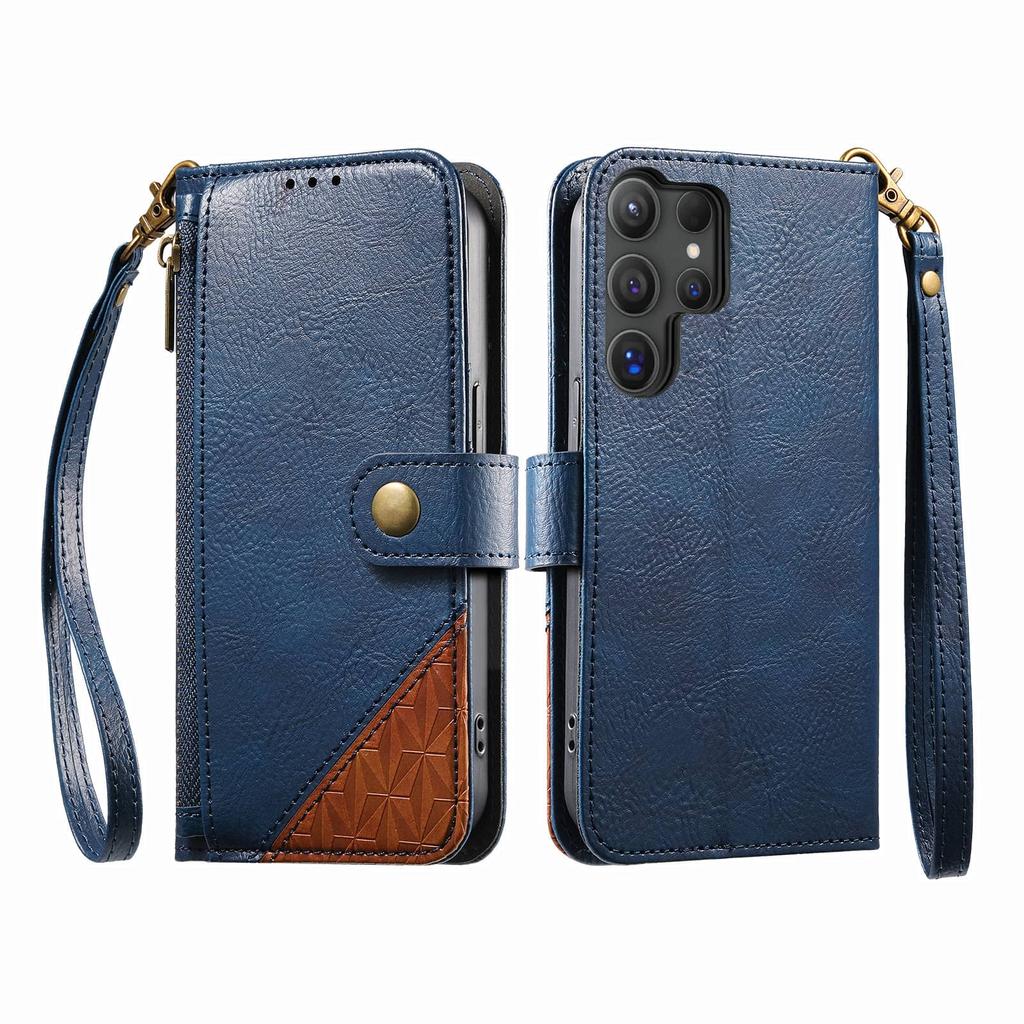 For Samsung Galaxy S26/S25 Edge/S24/S23/S22 Ultra Wallet Case, RFID Blocking 3 Card Slots, Shockproof Cover with Wrist Strap