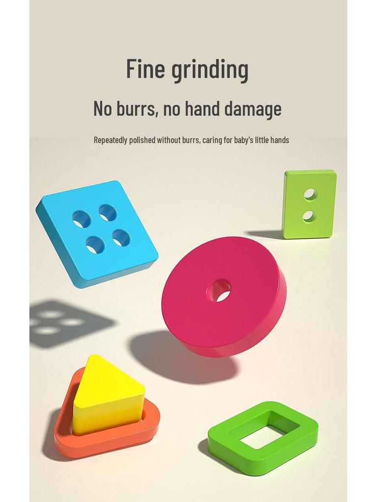 Montessori Wooden Geometric Shape Stacking Blocks for Early Education