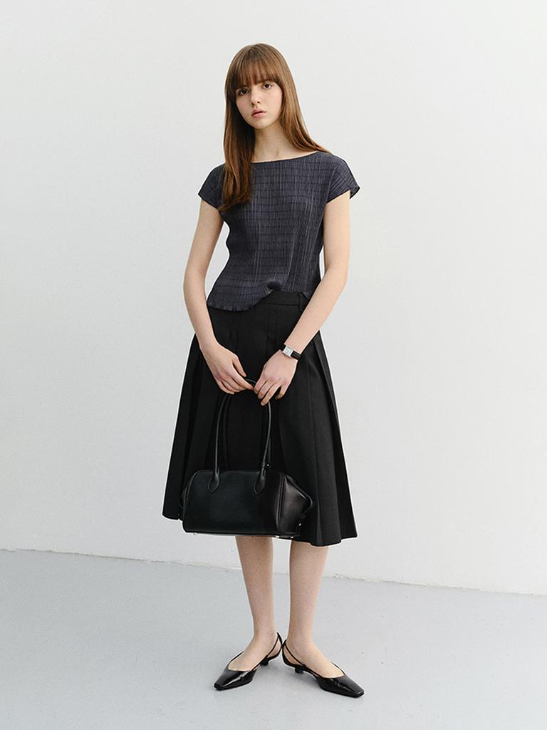 Deonseuteu Pleats Blouse_Udbl6B229_Charcoal Gray