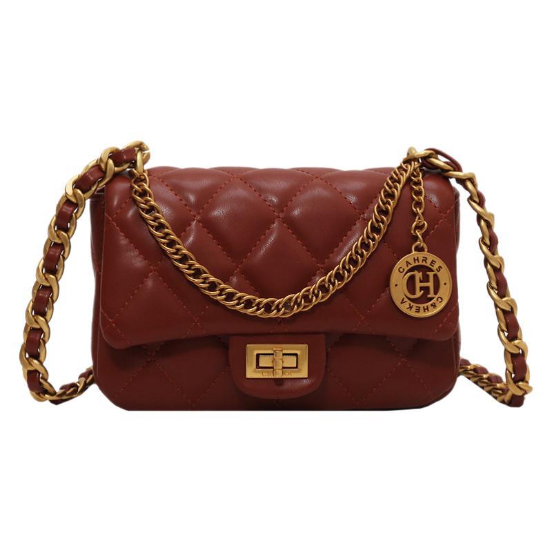 Bag Women's 2025 Autumn New Trendy Korean Version Shoulder Messenger Bag Simple and Fashionable Foreign Style Rhombus Chain Small Square Bag