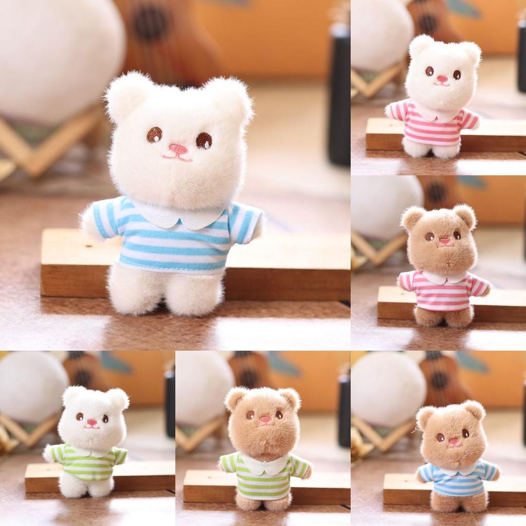 Clothes Wear Stripe Bear Pendant Plush Animal Toy Doll Bag Keychain Pendant
