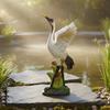 Realistic Crane Figurine Lifelike Design Resin Crane Sculpture Outdoor Decor Sturdy Elegant for Pond, Yard