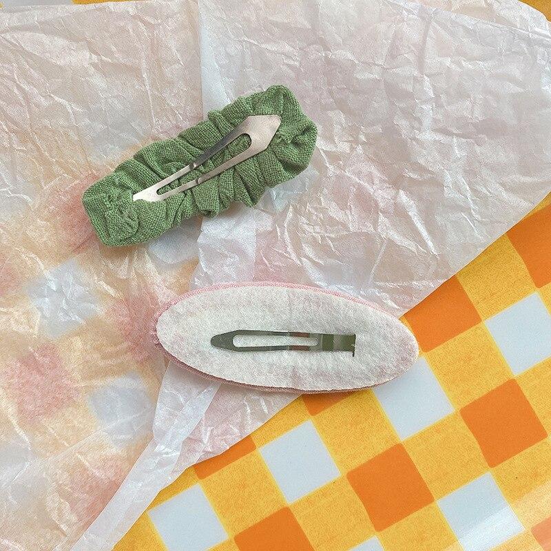 Cute Children Hair Pins Matte Cartoon Fruit Plant Fabric Embroidery BB Hair Clips for Girl Korea Simple Fashion Hair Accessories