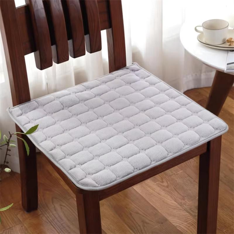 Autumn and Winter Plush Dining Chair Anti-slip Pad Simple Household Soft Stool Mat Study Room Solid Color Computer Chair Cushion