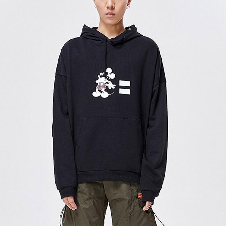 Li Ning X Disney Mickey Collaboration Loose Windbreaker Hoodie Men Hoodies Standard-Black AWDP255-1