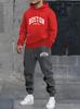 Herren Boston Print Kapuzenpullover mit langen Ärmeln und Jogginghosen Set, Lässige Trendige Sportbekleidung