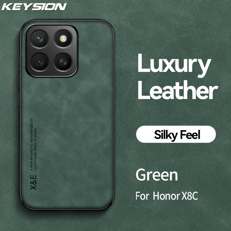 KEYSION Husă Retro de Lux din Piele PU pentru Honor X8c Silicon Moale+PC Rezistentă la Șocuri Husă Spate pentru Telefon pentru Huawei Honor X8c