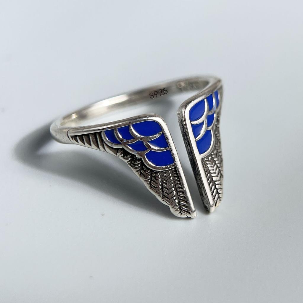 925 Sterling Silver Rings for Women Couple Minimalist Handmade Simple Gold Double Wings Ring Fine Jewelry Gift Prevent Allergy
