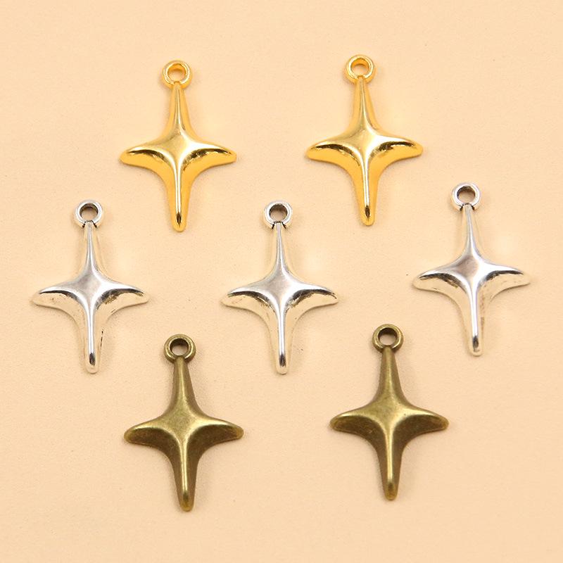 3 Colors 11x19mm DIY Alloy Retro Star Pendant - Handmade Jewelry Charm Accessories