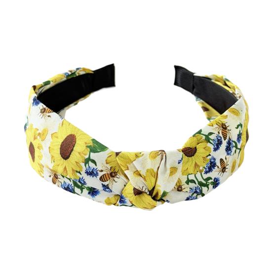 

Hairband Flower Printed Knotted Cloth Wide Hairbands Non Head Band Fashion Slip Hair Accessories for Women синій