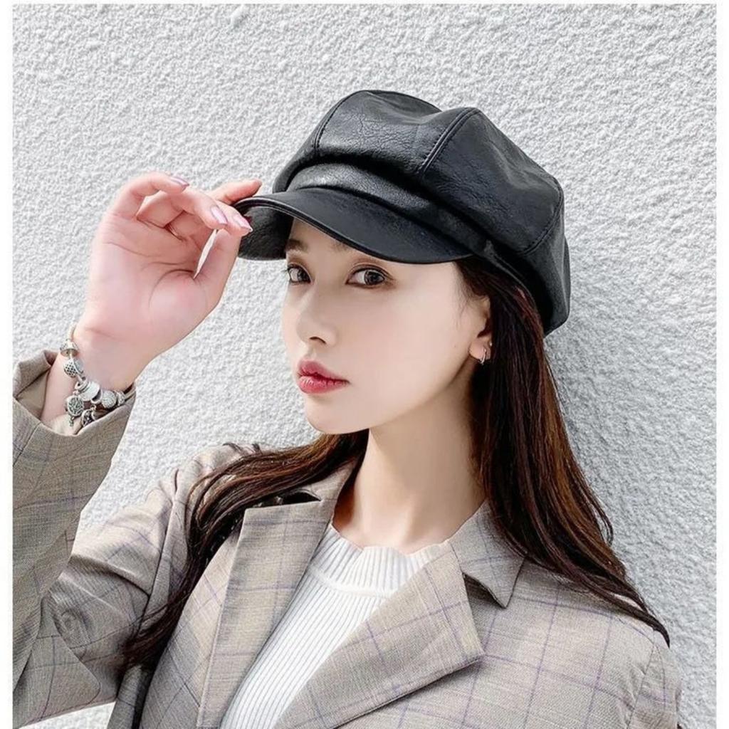 Hattar, Damhattar, PU-läder, Åttkantiga hattar, Brittisk stil, Baskrar, Läderhattar