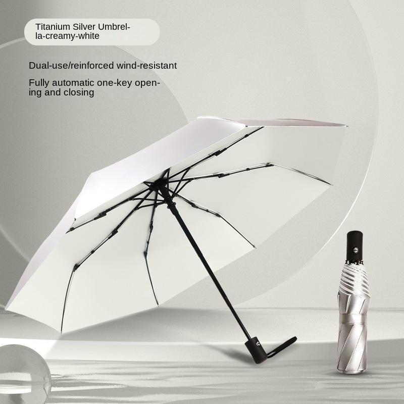 Fully Automatic Titanium Silver Umbrella Sun Umbrella Sun Protection Umbrella for Women Rain or Shine
