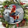 Festive Pine Berry Wreath Tin Sign Bathroom Wall Decor Party Holiday Home Metal Art