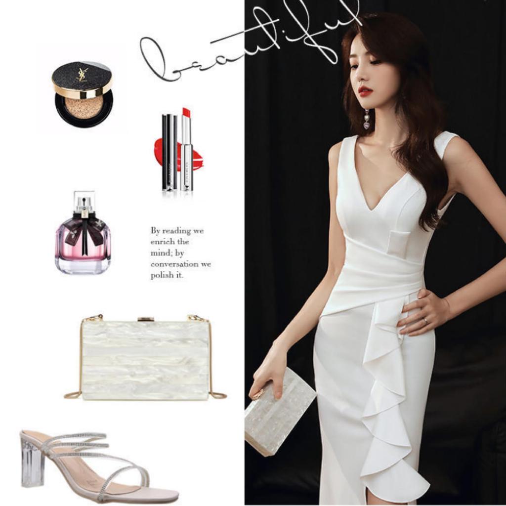 Village Long Maxi Evening Mermaid Slim Perfect for and Size 1140 H&T Women's Dress, Dress, Sleeveless, Fit, Ruffles, Slit, Elegant, Stylish, Slimming,