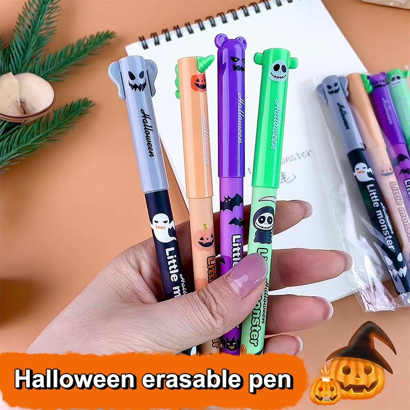 4 Pcs Cartoon Halloween Christmas Erasable Gel Pen Cute 0.5Mm Blue/Black Ink Signature Pens School Supplies Student Gifts