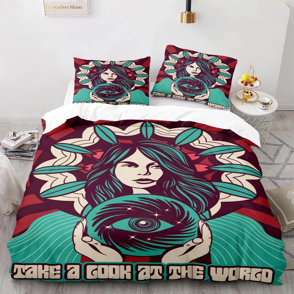 Retro Abstract King Queen Duvet Cover Colorful Vintage Bedding Set for Teens Adult Modern Art 3D Polyester Quilt Cover