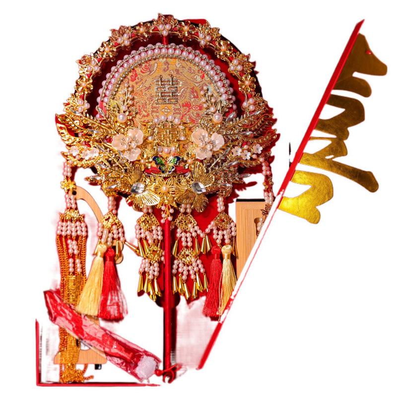 Handcrafted Double-Sided Chinese Wedding Fan - Elegant Xiuhe Design