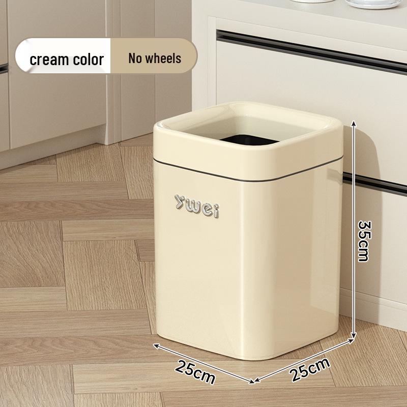 Dual-Use Square Trash Can with Wheels - Light Luxury Wastebasket for Kitchen & Bathroom, Large Capacity