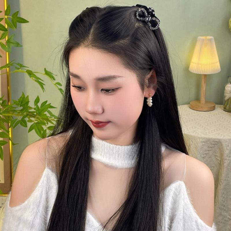 New Year Elegant Double Sided Small Bow Hair Clip Women Side Bangs Broken Hair Fixed Clip Fashion Princess Head Hair Accessories
