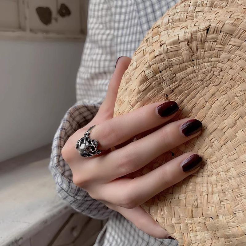 Unique Vintage Design Skull Ring For Women Stylish Adjustable Copper Jewelry