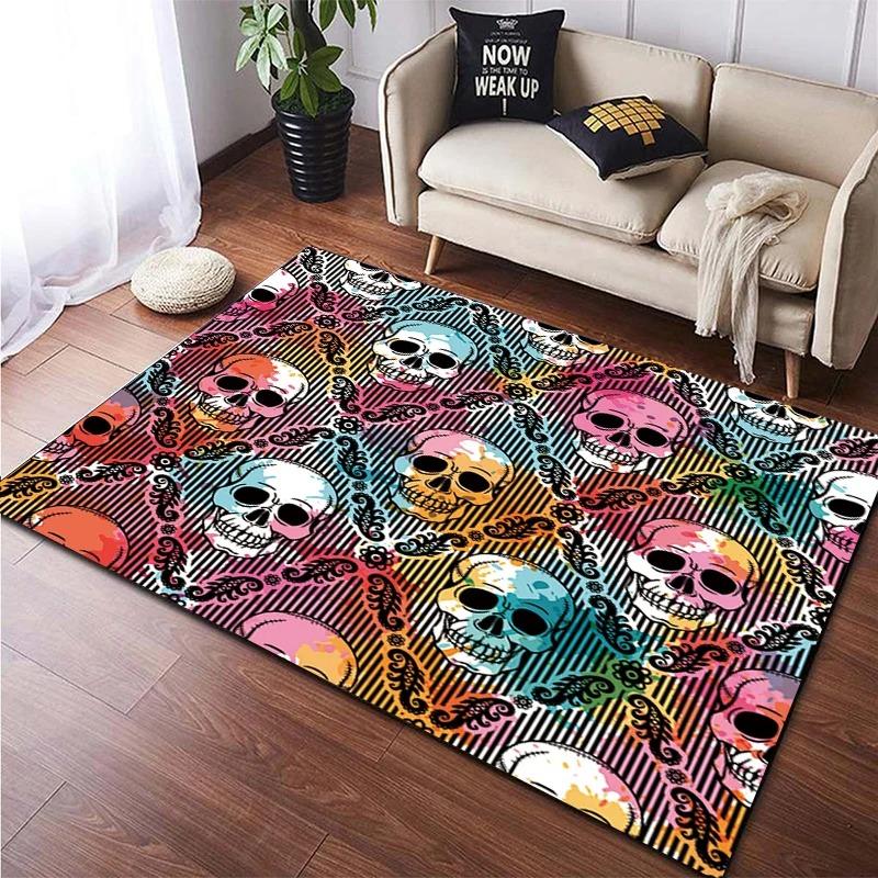 Halloween Full Skeleton Rug Living Room Bedroom Play Area Decorative Rugs Kids Crawl Non-Slip Home Decoration
