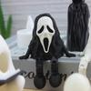 Yousheng Halloween Geist Lesen Nachtlicht Kunststoff Schwarz Schreiender Geist Statue Bewegliche Kürbis Sammelfigur für Halloween Schreibtisch Regal Zuhause